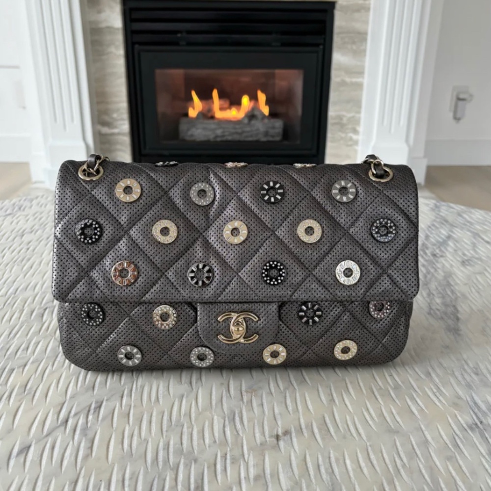 Chanel Paris-Dubai Medal Flap Bag in Embellished Quilted Perforated Lambskin